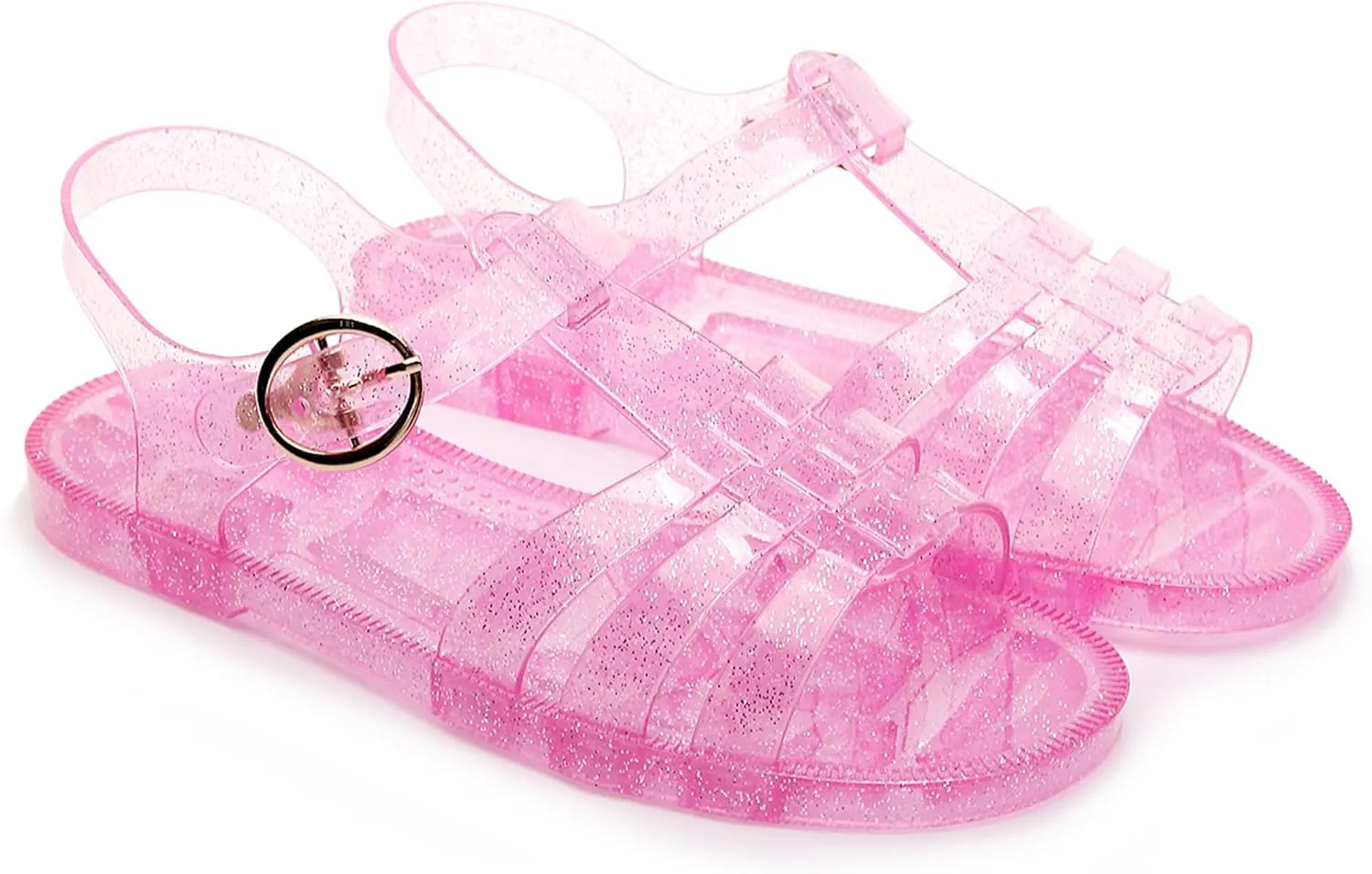 Toddler Sandals Jelly Shoes Girls Unisex Boy Flat Retro Slides Clear Kids Water Slippers Slingback Summer Beach Size 8 Adjustable Buckle Glitter Dress Soft