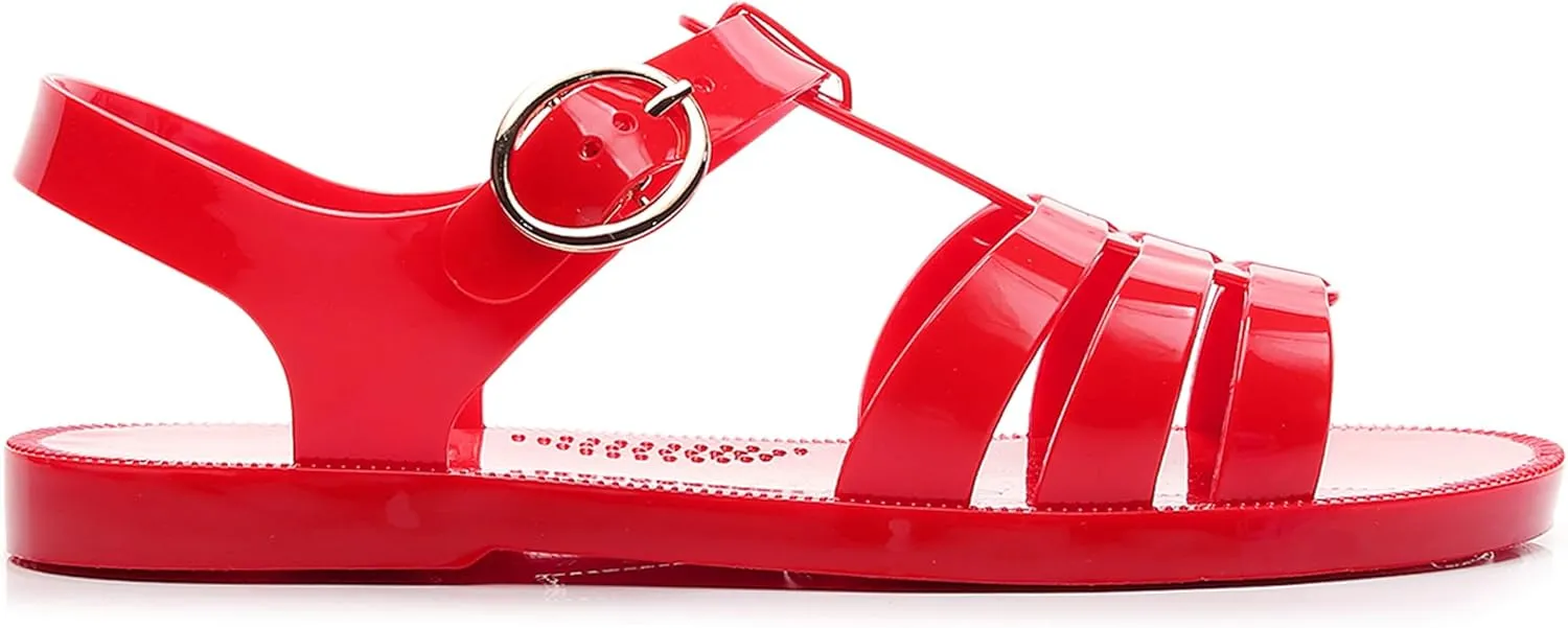 Toddler Sandals Jelly Shoes Girls Unisex Boy Flat Retro Slides Clear Kids Water Slippers Slingback Summer Beach Size 8 Adjustable Buckle Glitter Dress Soft