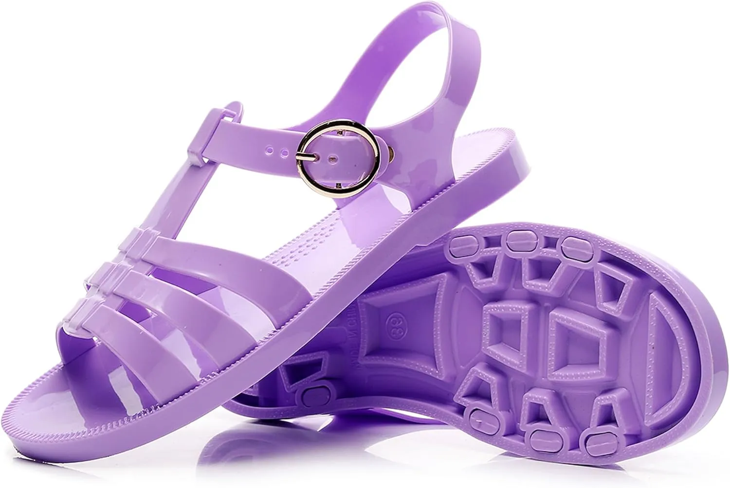 Toddler Sandals Jelly Shoes Girls Unisex Boy Flat Retro Slides Clear Kids Water Slippers Slingback Summer Beach Size 8 Adjustable Buckle Glitter Dress Soft
