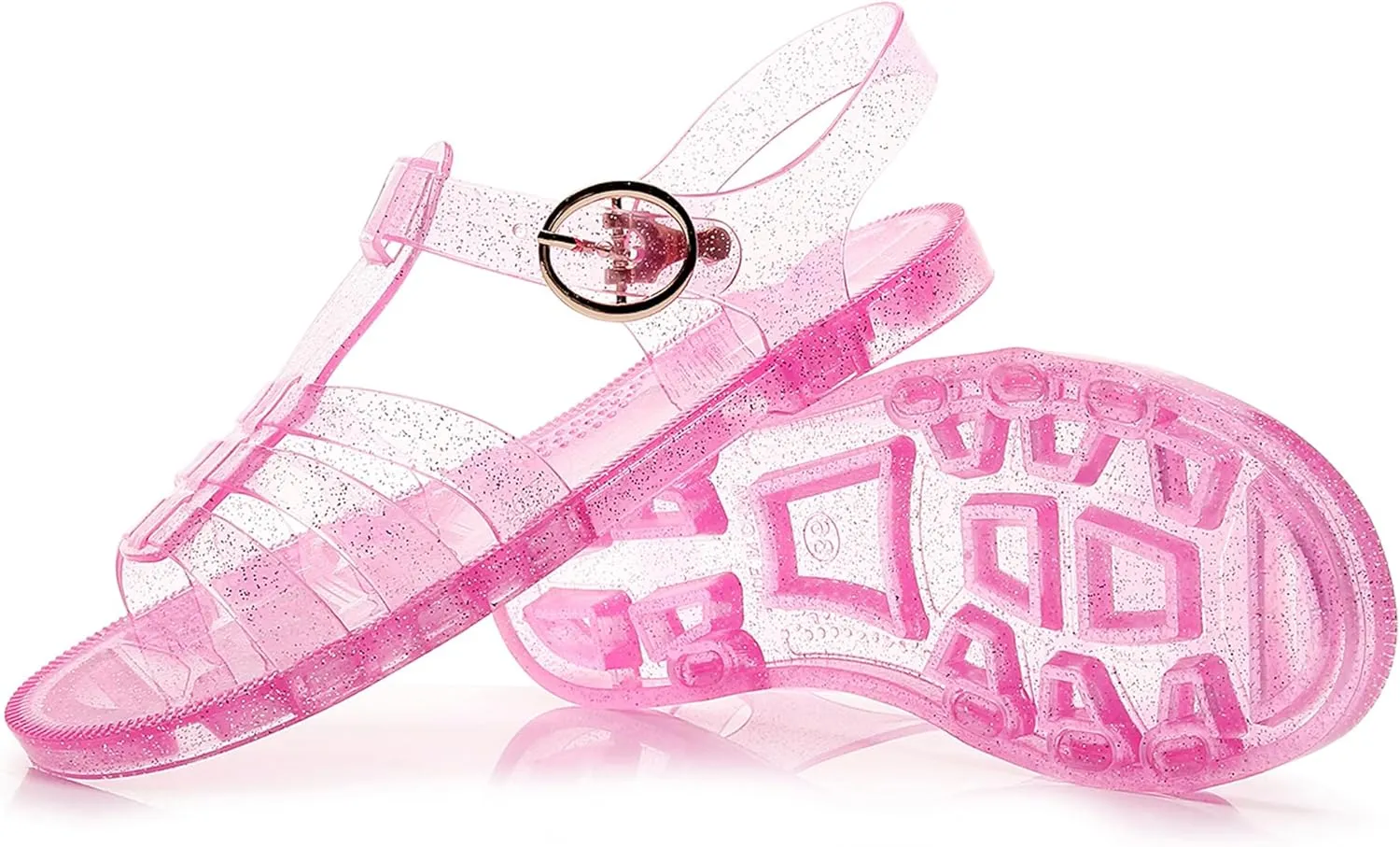 Toddler Sandals Jelly Shoes Girls Unisex Boy Flat Retro Slides Clear Kids Water Slippers Slingback Summer Beach Size 8 Adjustable Buckle Glitter Dress Soft