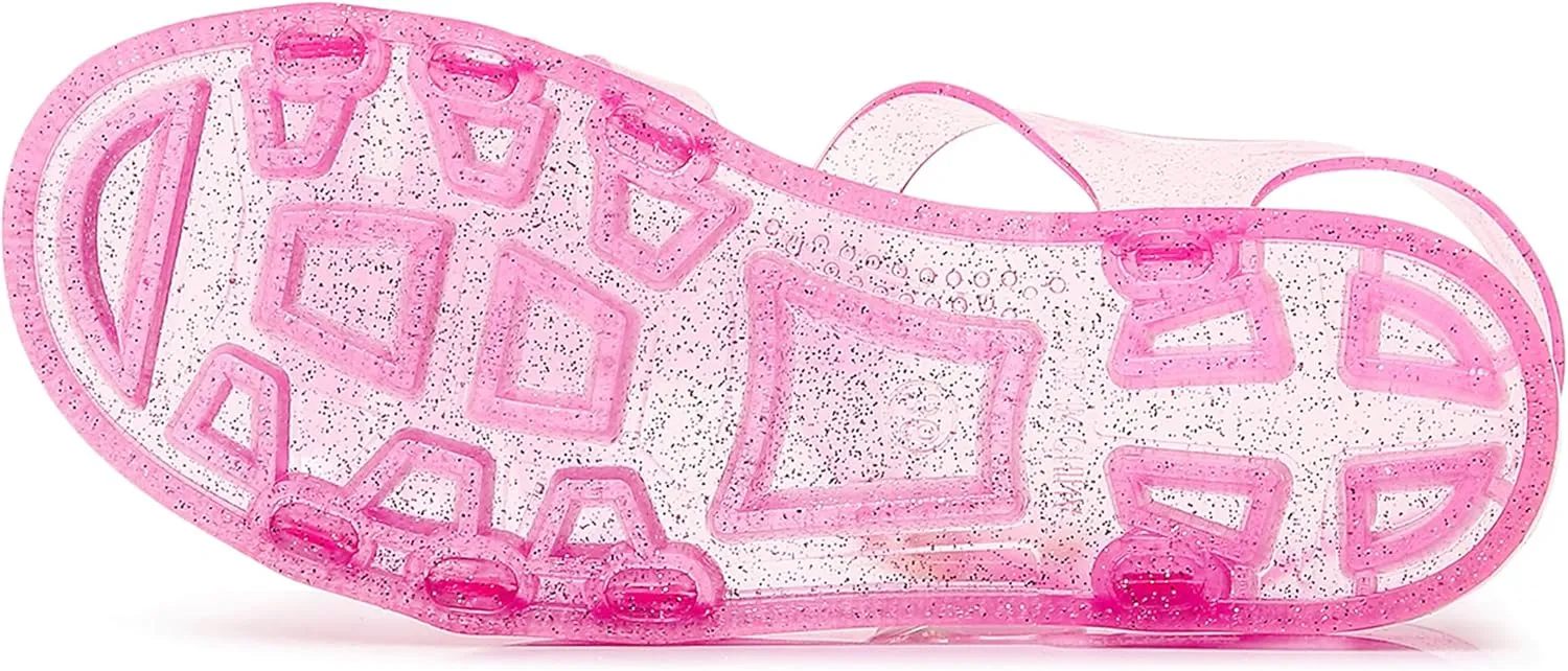 Toddler Sandals Jelly Shoes Girls Unisex Boy Flat Retro Slides Clear Kids Water Slippers Slingback Summer Beach Size 8 Adjustable Buckle Glitter Dress Soft