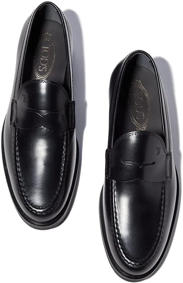 Tod's Men's Semi-Glossy Penny Loafer Black Leather UK 6.5 (US Men's 7.5) M