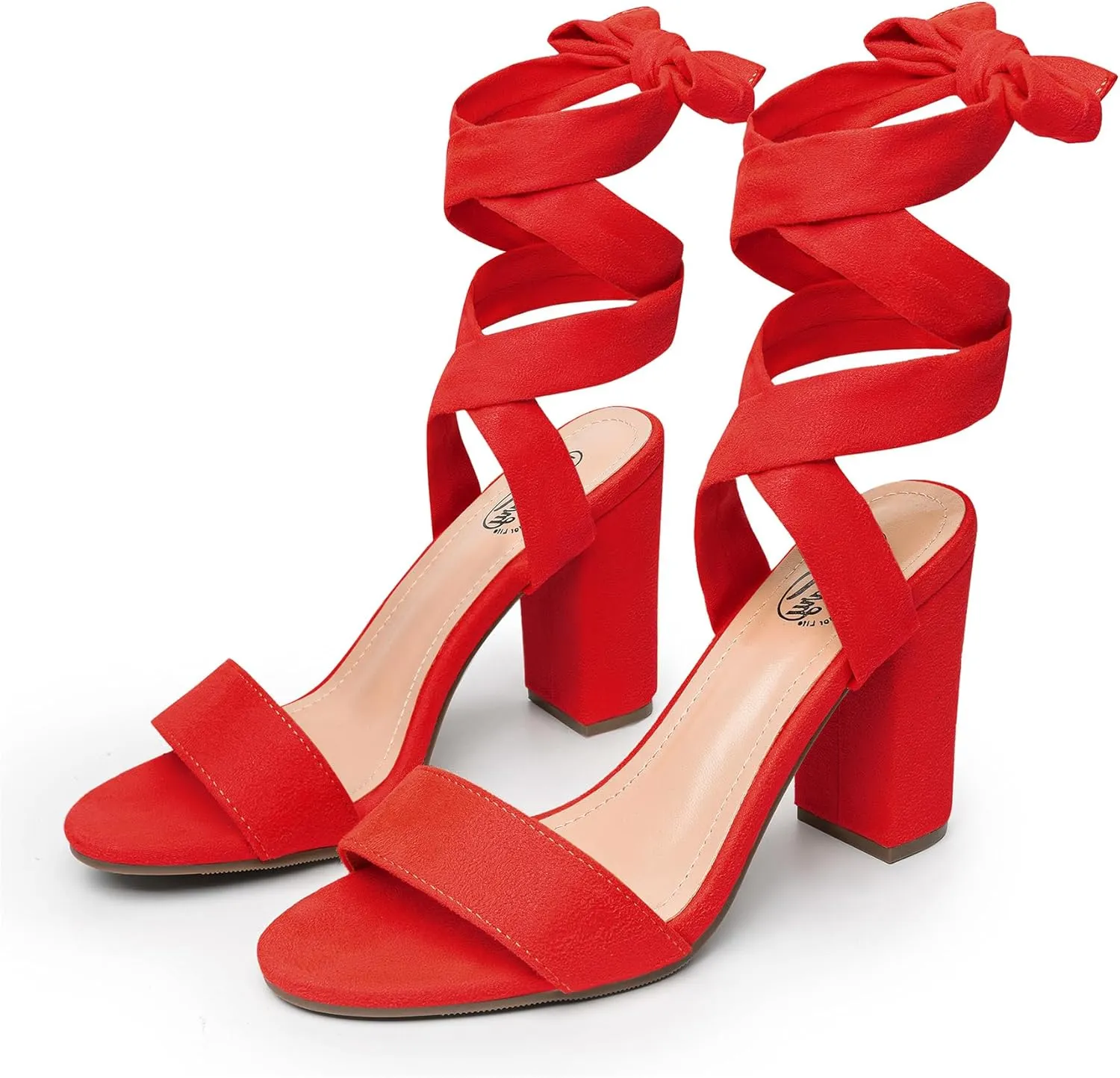Trary Pink Purple Nude Red Black Heels for Women, Lace Up Chunky Heels for Women, Strappy Heels for Women Sandals, High Platform Stripper Heels, Comfortable Wide Width Tie Up Heels 3 Inch Open Toe