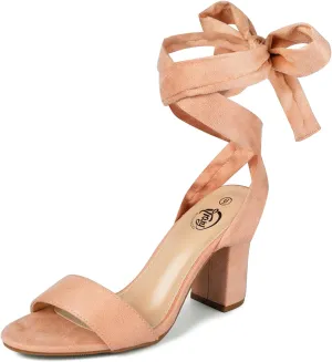 Trary Pink Purple Nude Red Black Heels for Women, Lace Up Chunky Heels for Women, Strappy Heels for Women Sandals, High Platform Stripper Heels, Comfortable Wide Width Tie Up Heels 3 Inch Open Toe