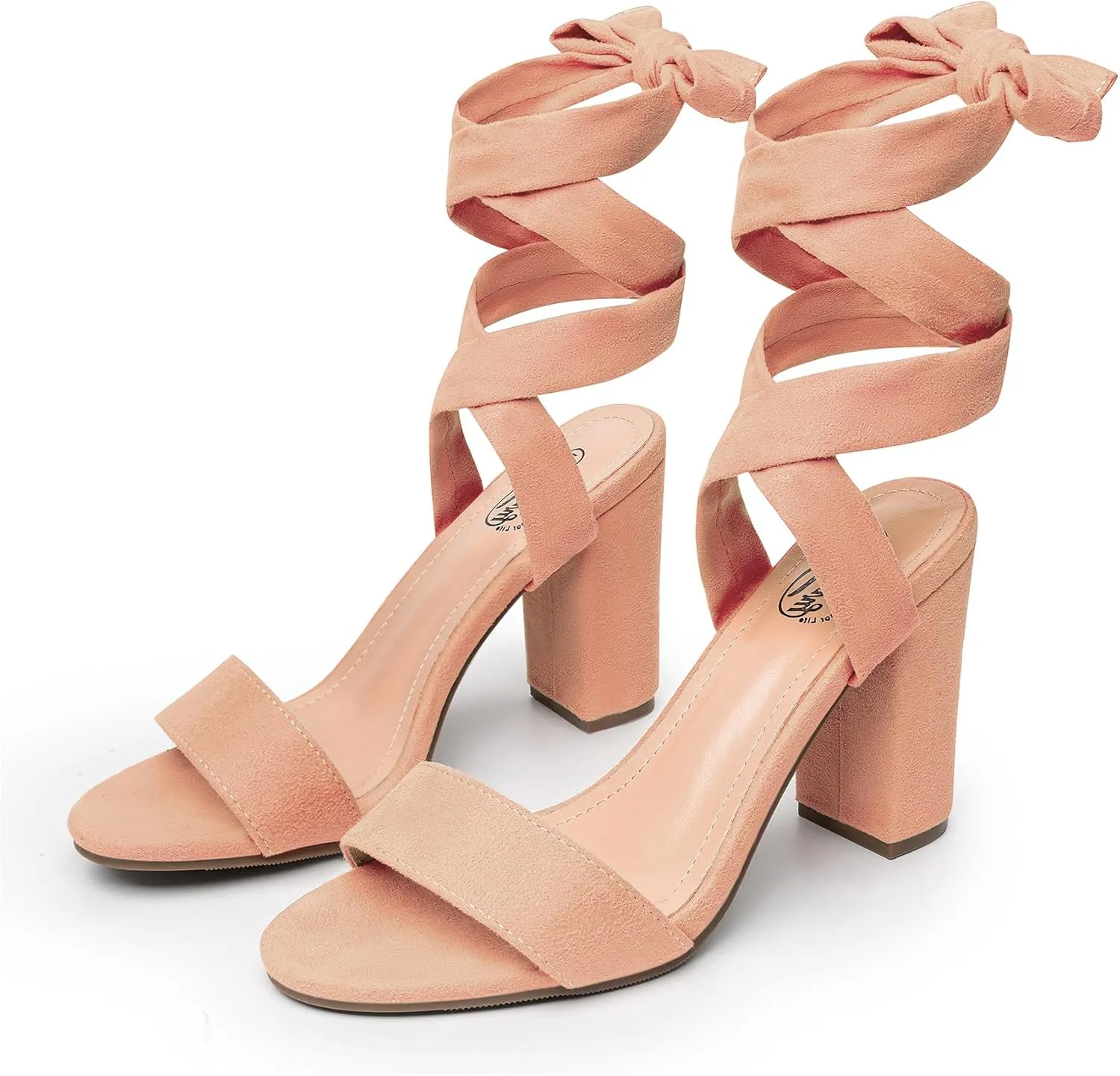 Trary Pink Purple Nude Red Black Heels for Women, Lace Up Chunky Heels for Women, Strappy Heels for Women Sandals, High Platform Stripper Heels, Comfortable Wide Width Tie Up Heels 3 Inch Open Toe