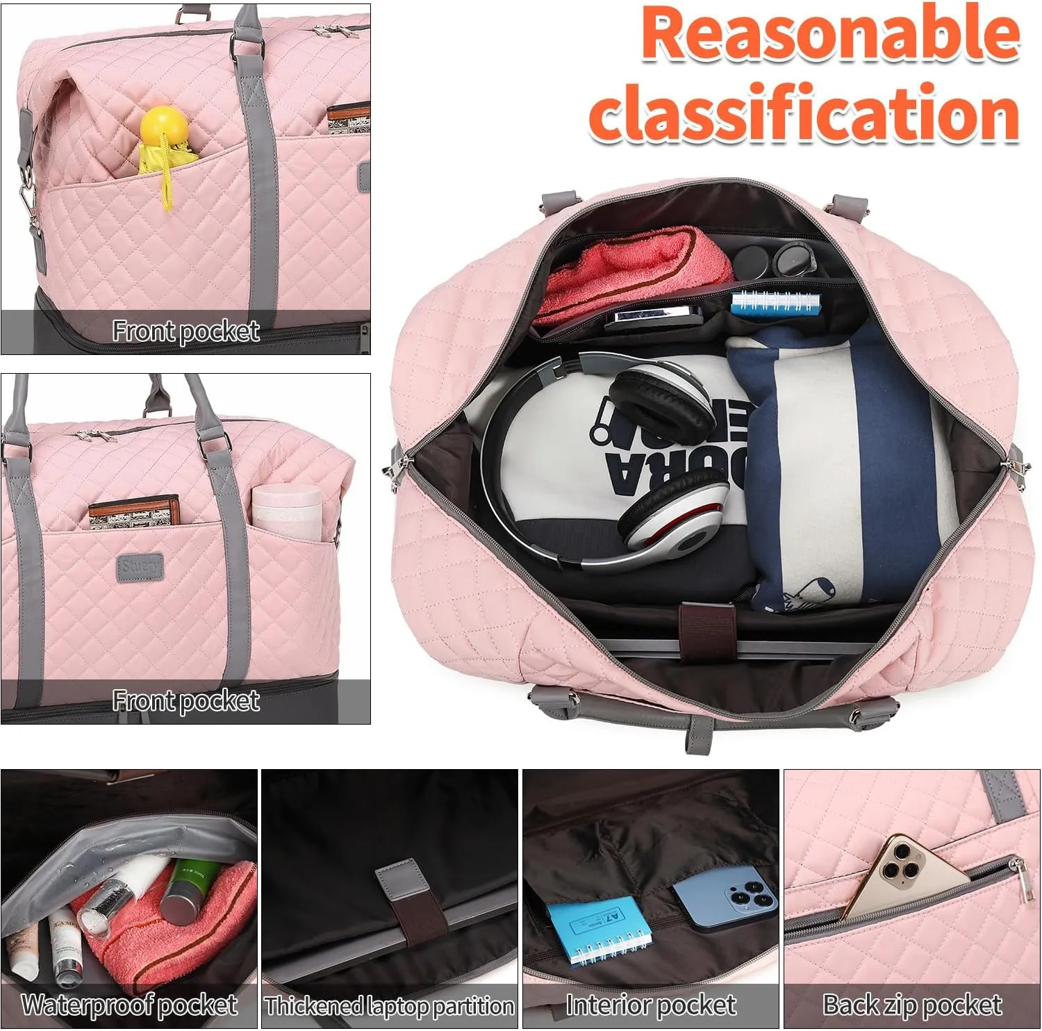 Travel Bag for Women: 21" Large Weekender Bags for Women with Shoe Compartment & Toiletry Bags, 3PCS Overnight Duffel Tote for Carry on Weekend Travel Business Trip Airplane Traveling, Gym