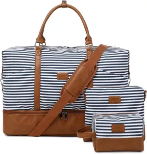 Travel Bag for Women: 21" Large Weekender Bags for Women with Shoe Compartment & Toiletry Bags, 3PCS Overnight Duffel Tote for Carry on Weekend Travel Business Trip Airplane Traveling, Gym