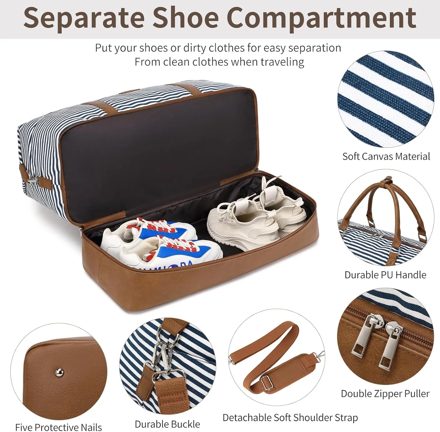 Travel Bag for Women: 21" Large Weekender Bags for Women with Shoe Compartment & Toiletry Bags, 3PCS Overnight Duffel Tote for Carry on Weekend Travel Business Trip Airplane Traveling, Gym