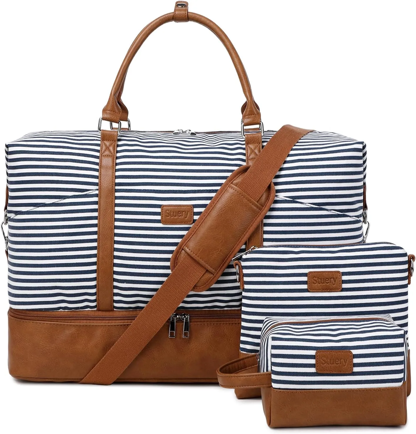 Travel Bag for Women: 21" Large Weekender Bags for Women with Shoe Compartment & Toiletry Bags, 3PCS Overnight Duffel Tote for Carry on Weekend Travel Business Trip Airplane Traveling, Gym