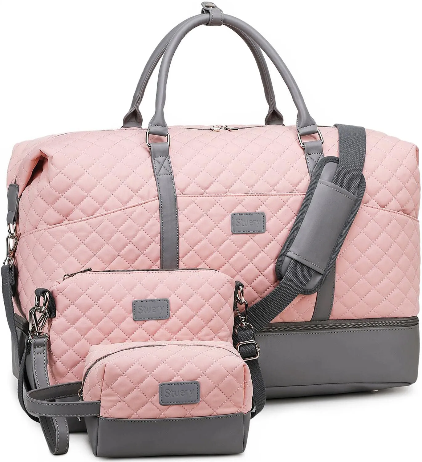 Travel Bag for Women: 21" Large Weekender Bags for Women with Shoe Compartment & Toiletry Bags, 3PCS Overnight Duffel Tote for Carry on Weekend Travel Business Trip Airplane Traveling, Gym