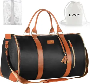 Travel Bags Premium PU Leather Wrinkle-Free Packing Design and 7 different storage compartments perfect for Men and Women Travel (Charcoal)