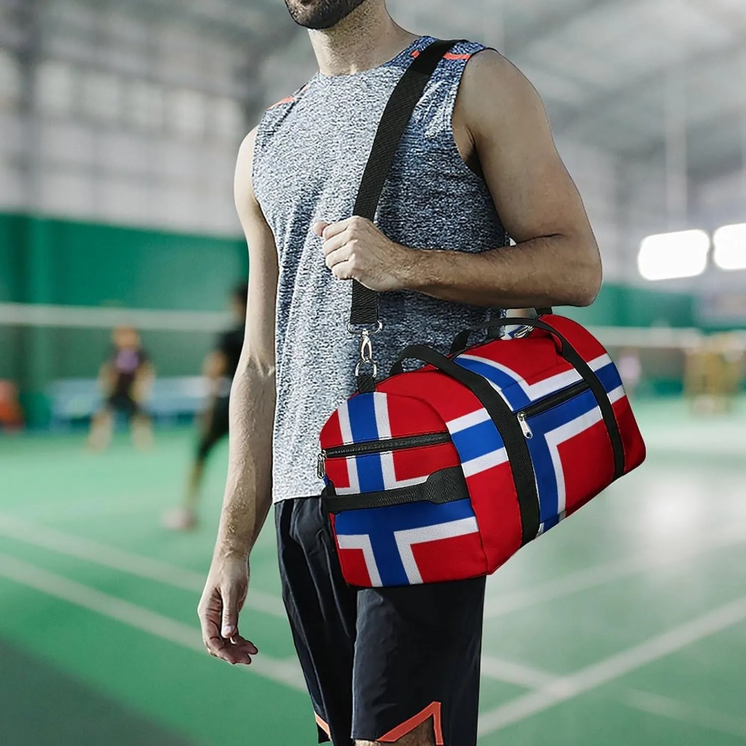 Travel Duffel with Norway Flag Shoe Compartment Gym Bag Waterproof Weekender for Yoga
