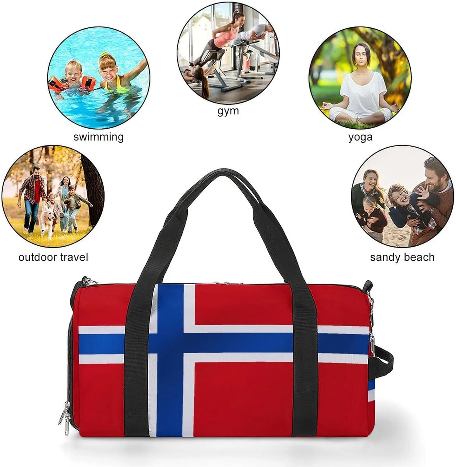 Travel Duffel with Norway Flag Shoe Compartment Gym Bag Waterproof Weekender for Yoga