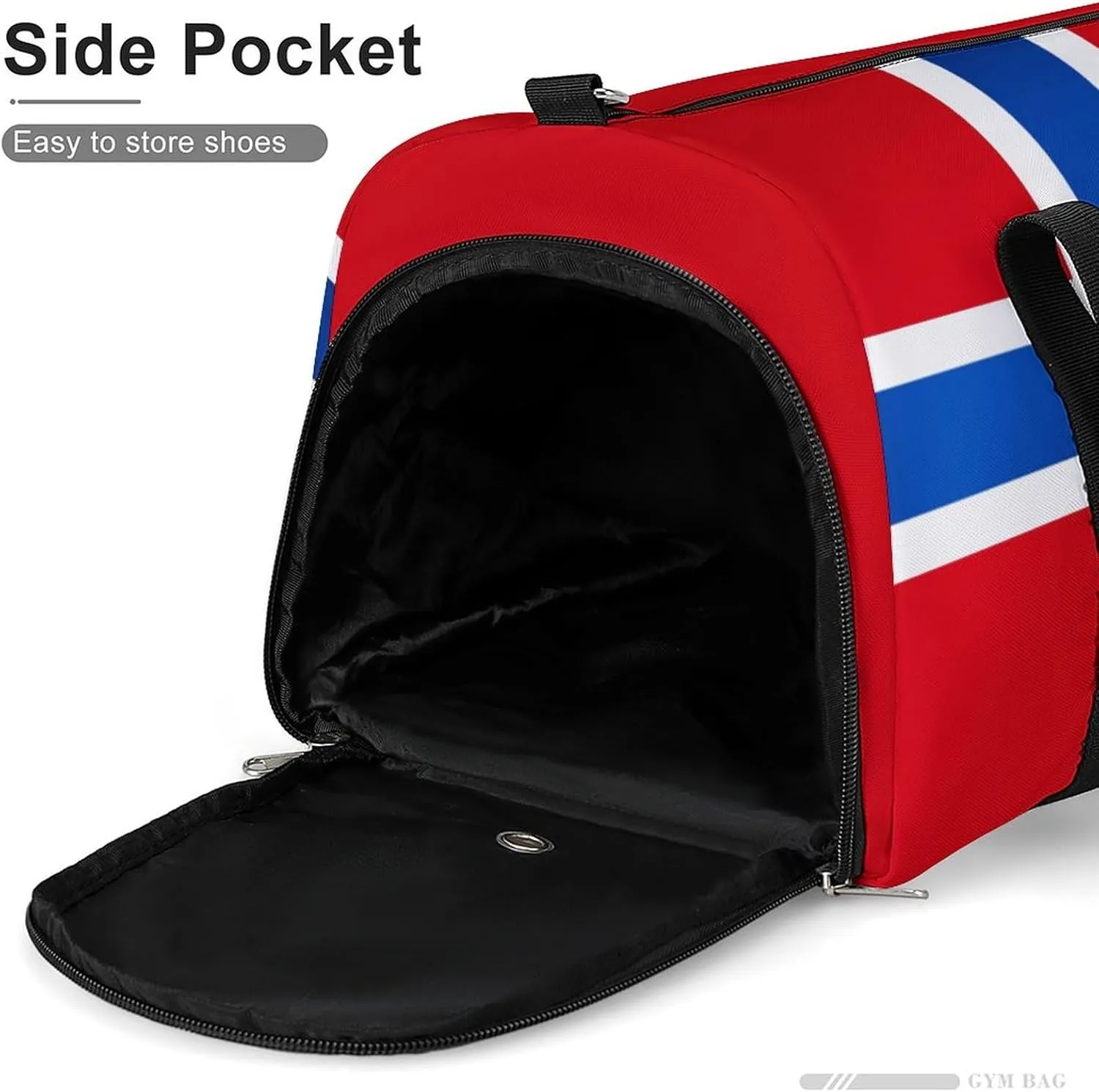 Travel Duffel with Norway Flag Shoe Compartment Gym Bag Waterproof Weekender for Yoga