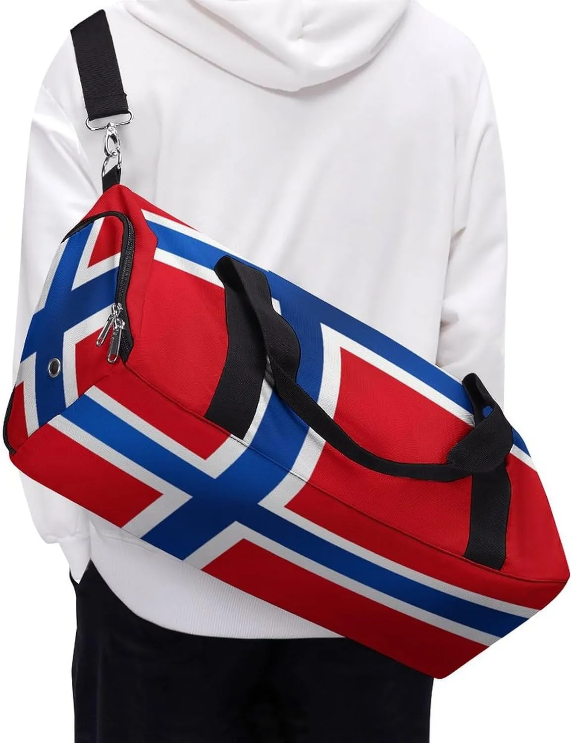 Travel Duffel with Norway Flag Shoe Compartment Gym Bag Waterproof Weekender for Yoga