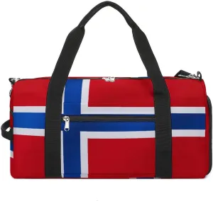 Travel Duffel with Norway Flag Shoe Compartment Gym Bag Waterproof Weekender for Yoga