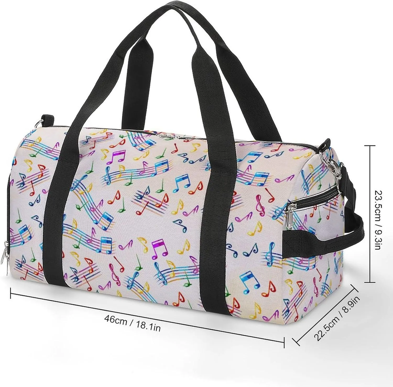 Travel Gym Bag with Musical with Staves Pattern for Men Women Shoe Compartment Weekender