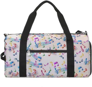 Travel Gym Bag with Musical with Staves Pattern for Men Women Shoe Compartment Weekender