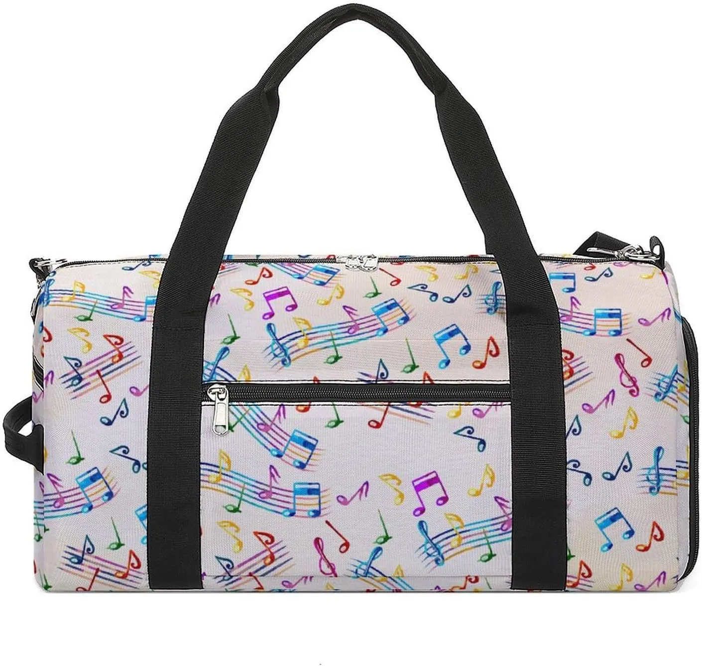 Travel Gym Bag with Musical with Staves Pattern for Men Women Shoe Compartment Weekender