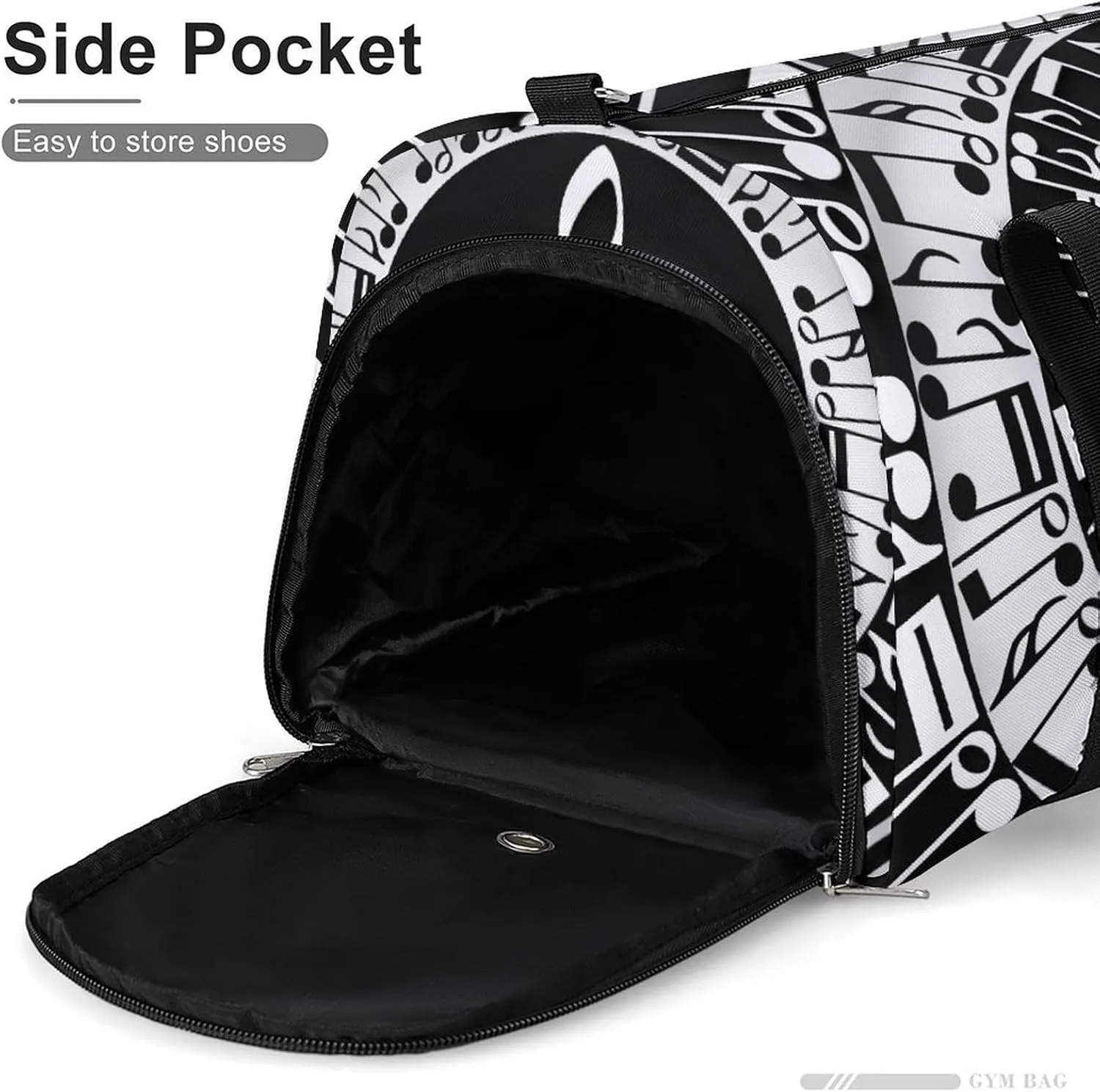 Travel Gym Bag with Treble Clef Circle Print for Men Women Shoe Compartment Weekender