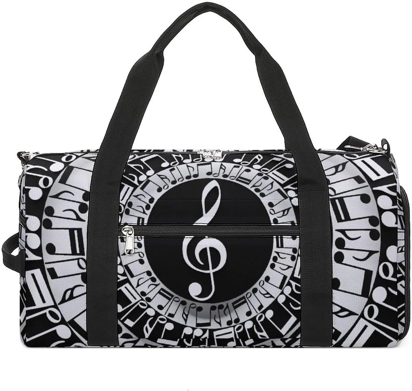 Travel Gym Bag with Treble Clef Circle Print for Men Women Shoe Compartment Weekender