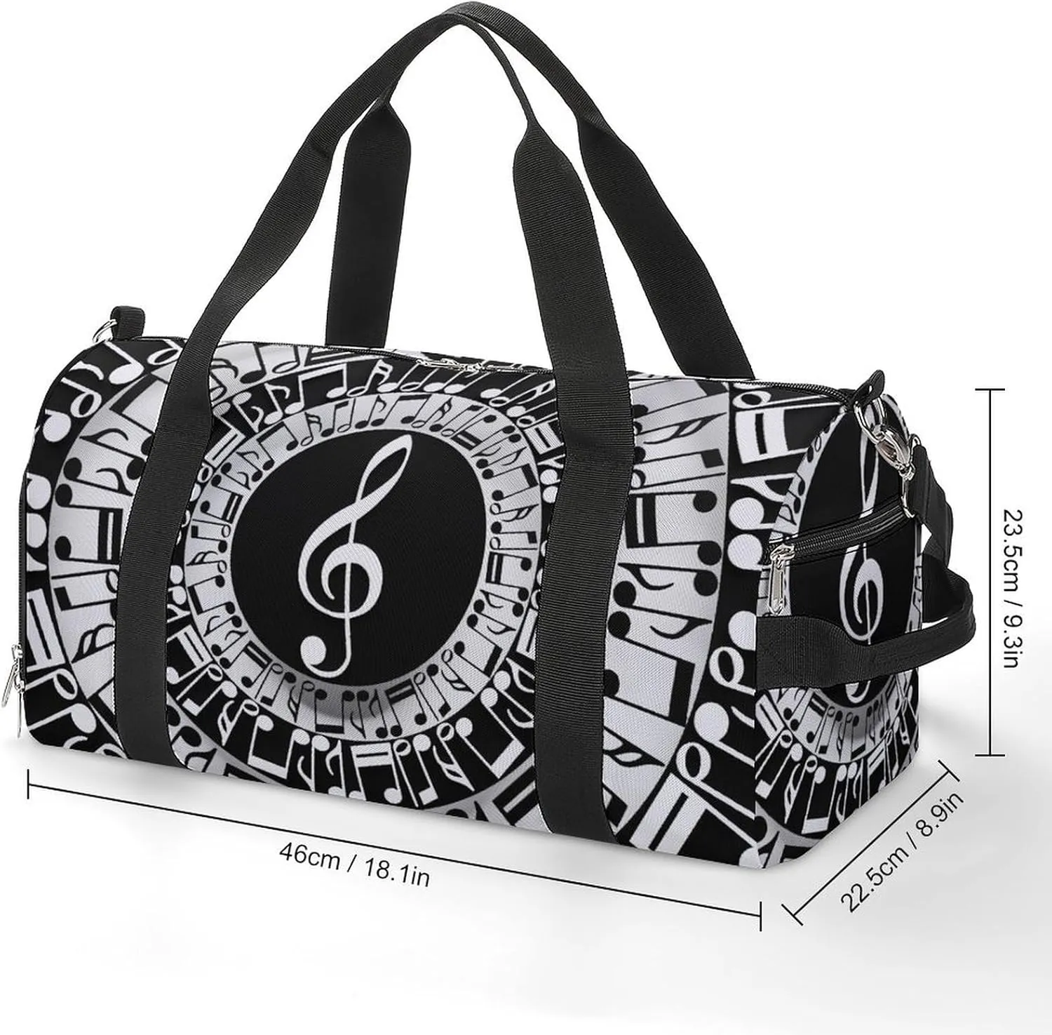 Travel Gym Bag with Treble Clef Circle Print for Men Women Shoe Compartment Weekender