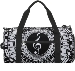Travel Gym Bag with Treble Clef Circle Print for Men Women Shoe Compartment Weekender