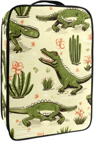 Travel Shoe Bag,Waterproof Portable Organizer Storage Shoe Pouch,Crocodile Green Plant