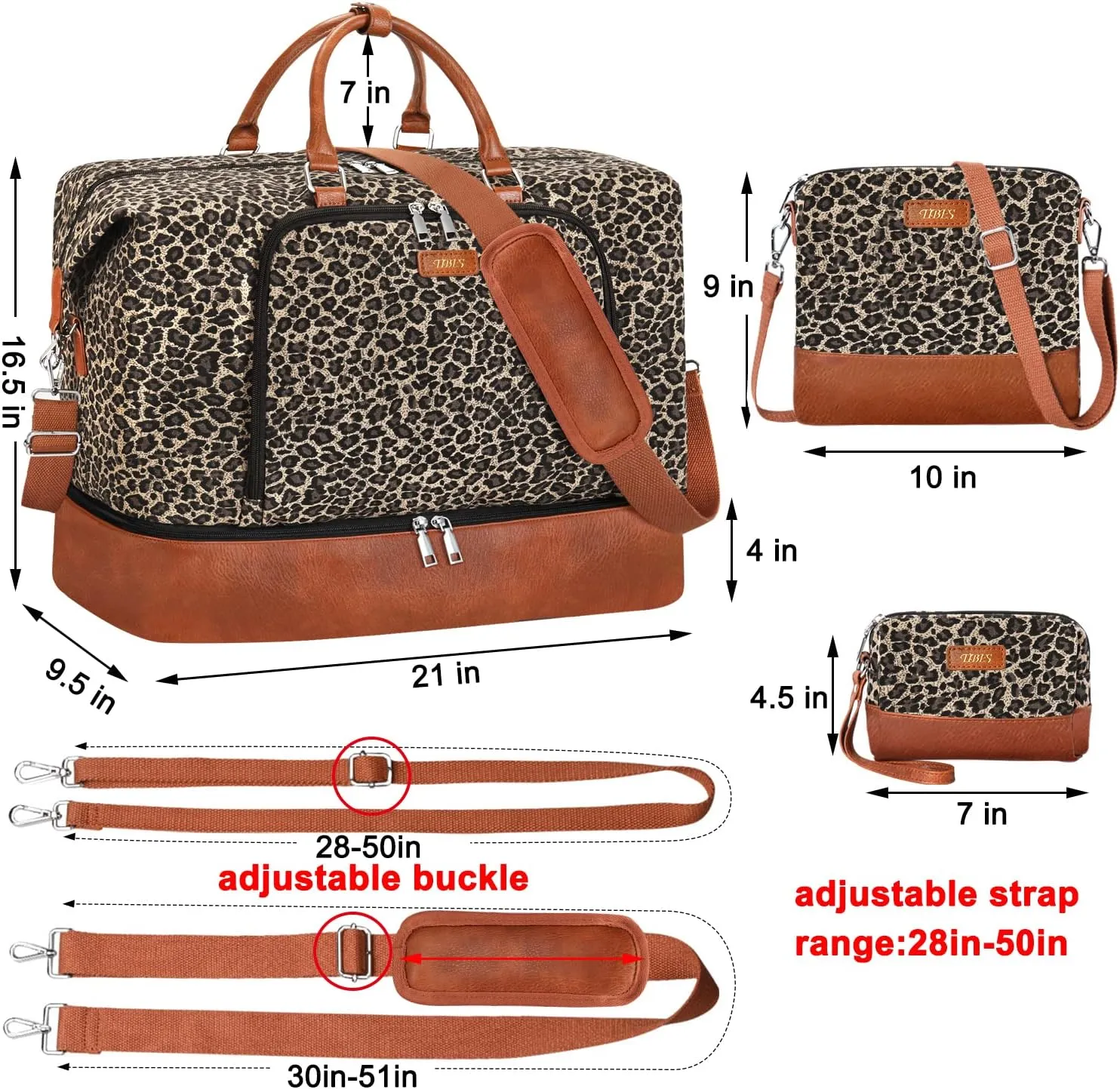 Travel Weekender Bag for Women, Overnight Bag with Shoe Compartment, Oversized Travel Duffel Bag Carry On Tote with Trolley Sleeve 21" for Weekend Travel Business Trip