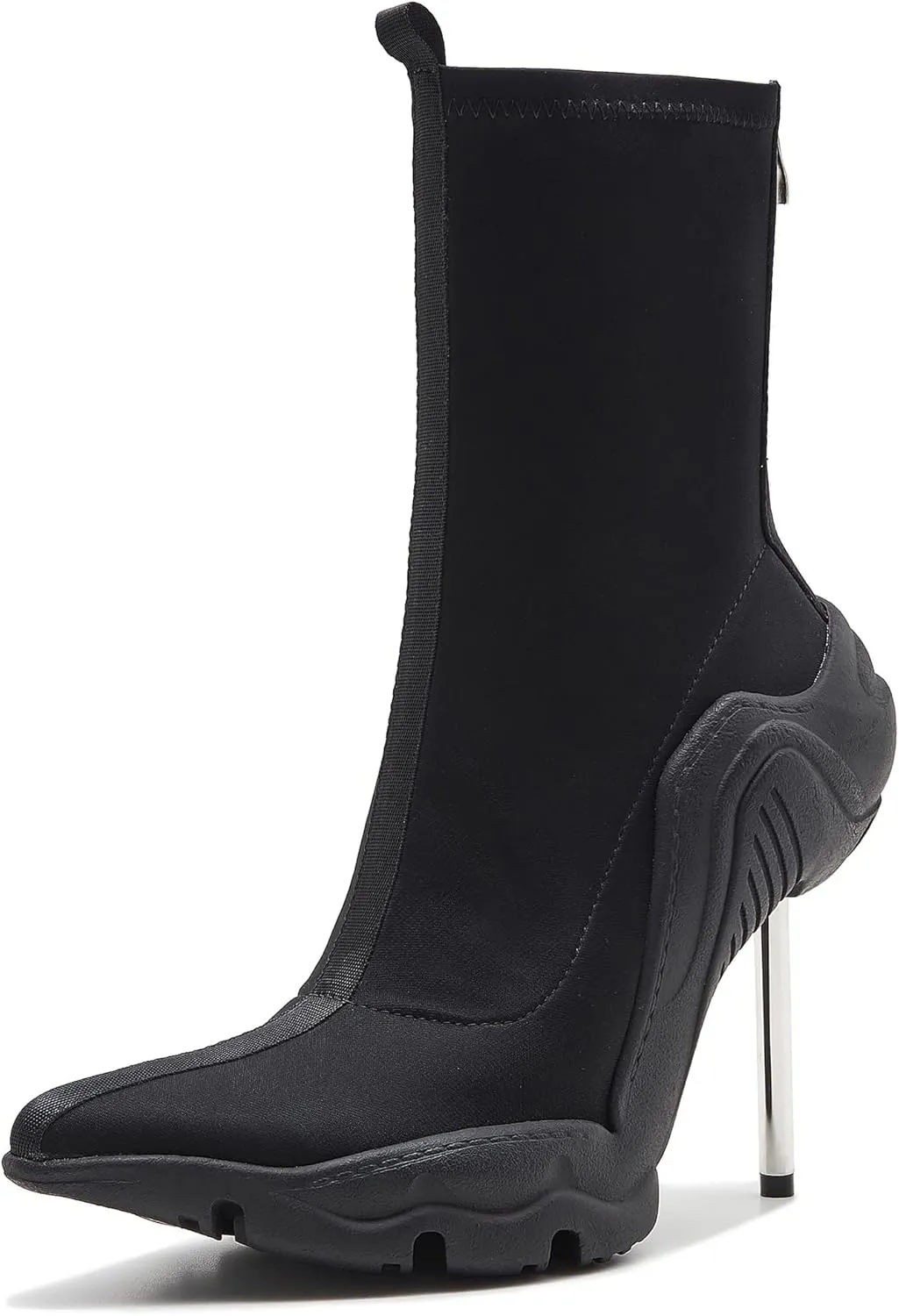 Tsrenlmln Women's Ankle Boots High Heel Boots for Women Stiletto Heel Boots Fashion Pointed Toe Ankle Booties for Women Womens Elastic Fabric 8cm Heel Pull-On High Heel Booties