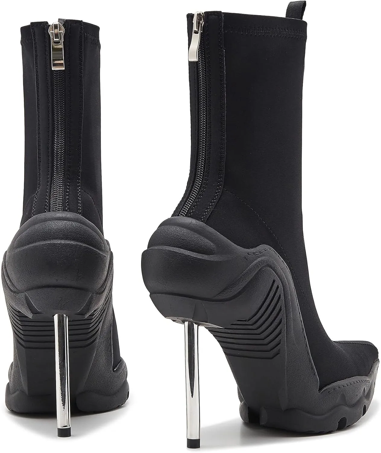 Tsrenlmln Women's Ankle Boots High Heel Boots for Women Stiletto Heel Boots Fashion Pointed Toe Ankle Booties for Women Womens Elastic Fabric 8cm Heel Pull-On High Heel Booties