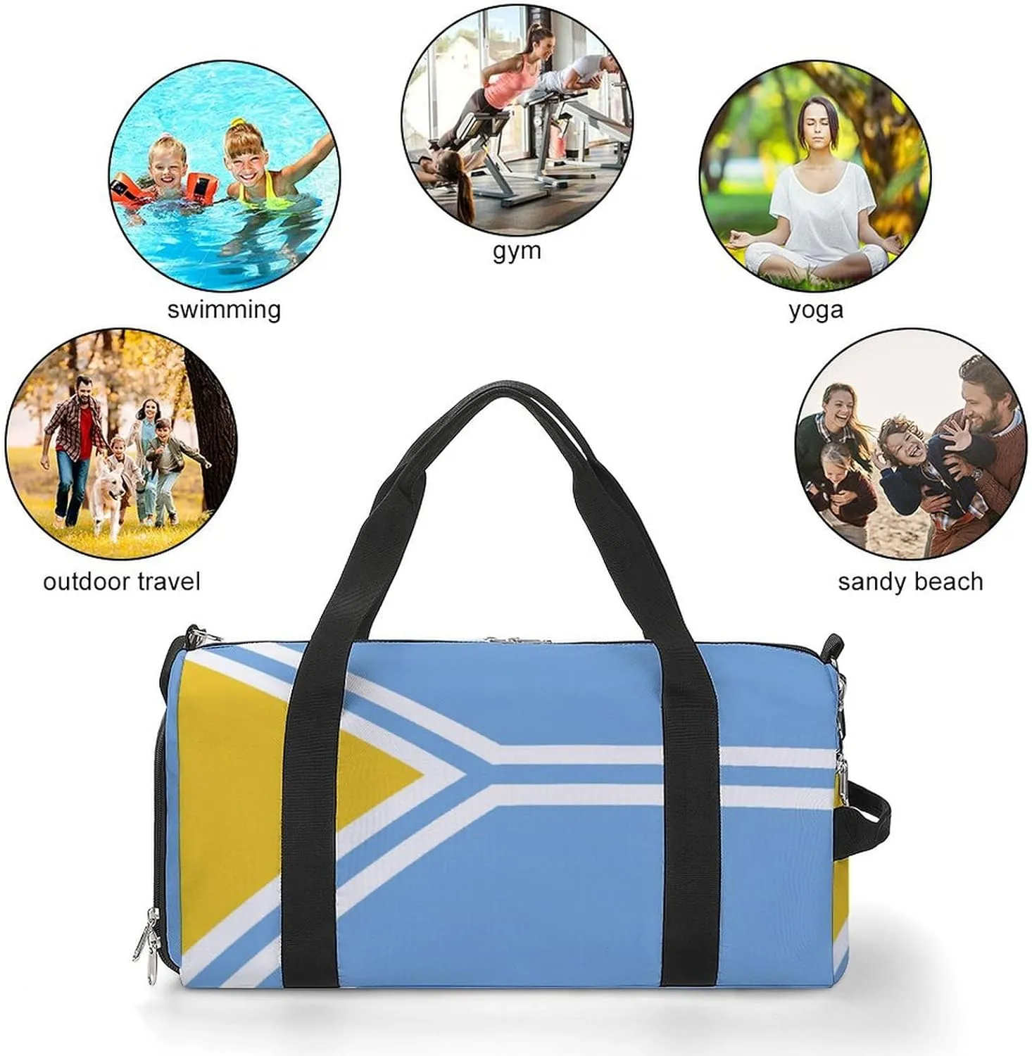 Tuva Flag Gym Bag for Men Women with Waterproof Shoe Compartment Travel Tote