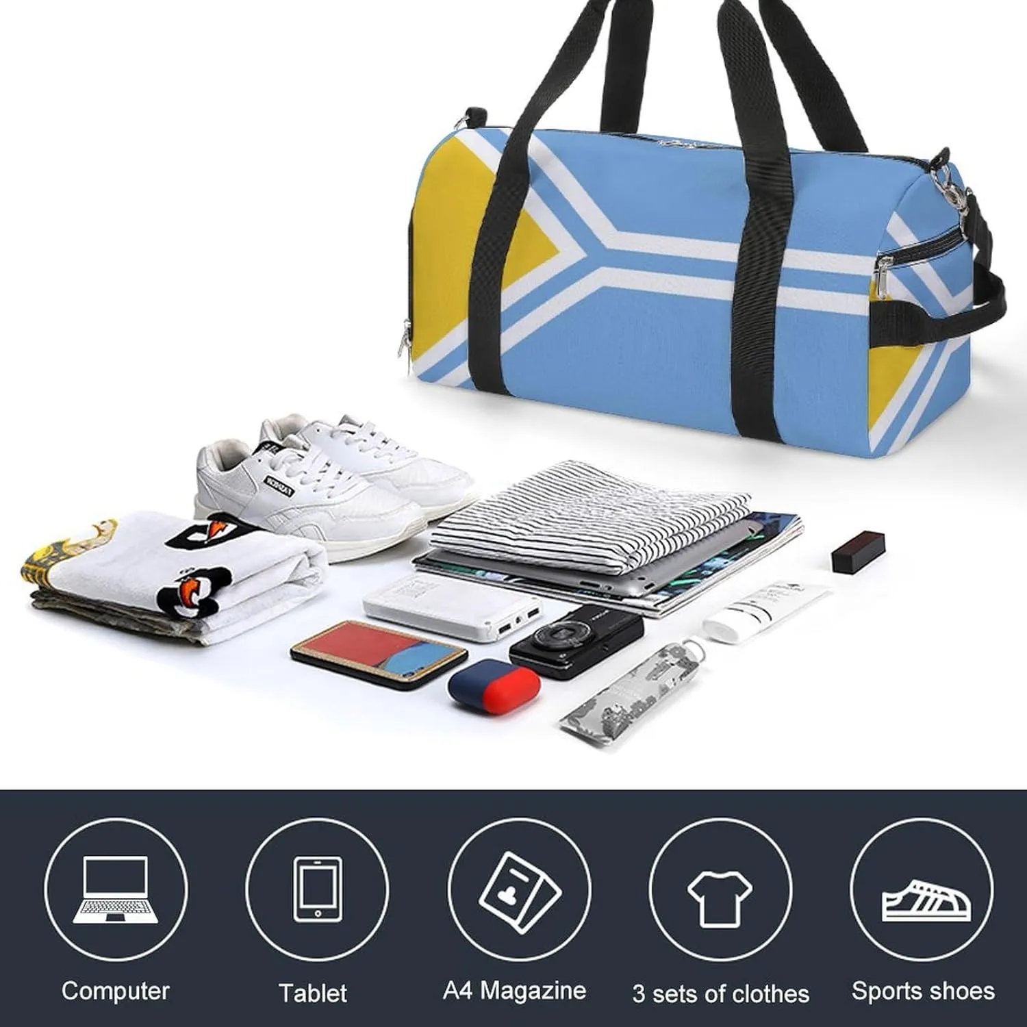 Tuva Flag Gym Bag for Men Women with Waterproof Shoe Compartment Travel Tote