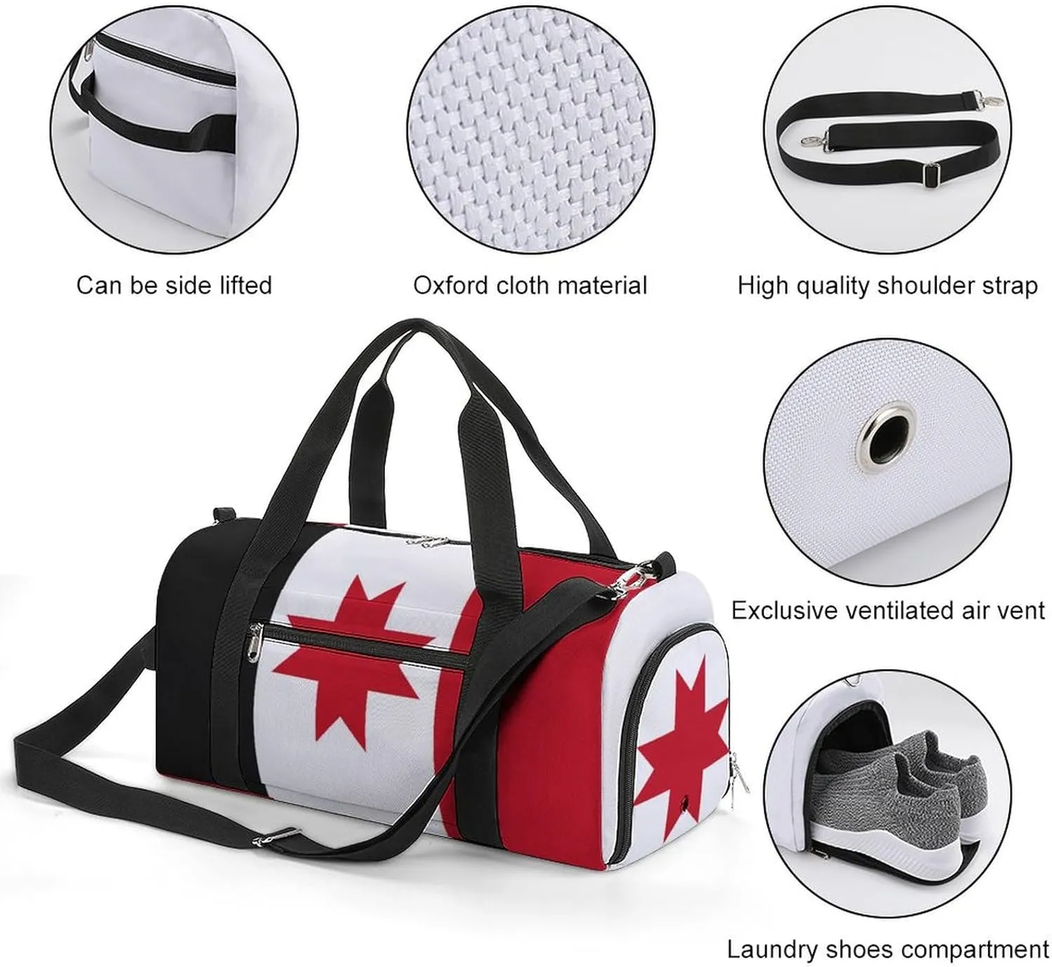 Udmurtia Flag Travel Bag for Boys Girls with Shoe Compartment and Wet Pocket