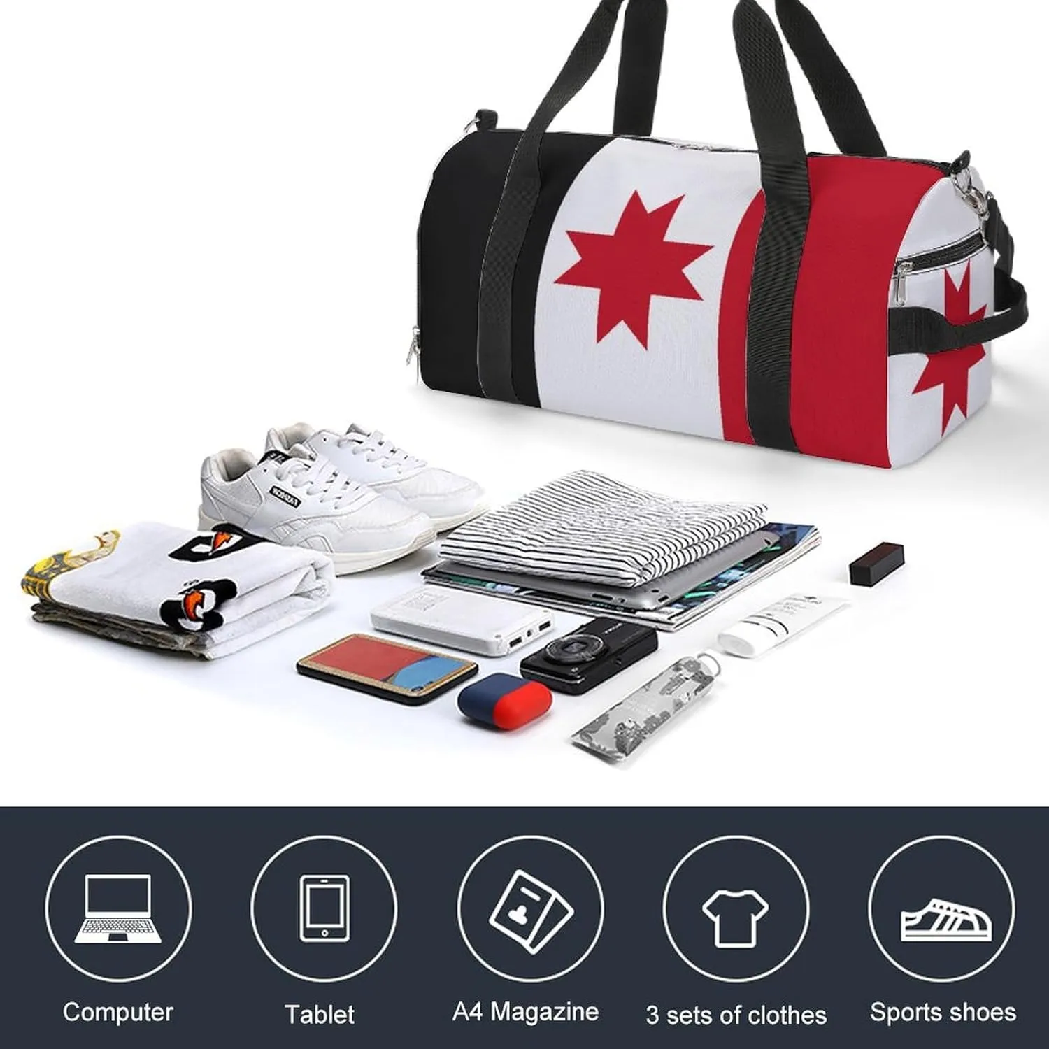 Udmurtia Flag Travel Bag for Boys Girls with Shoe Compartment and Wet Pocket