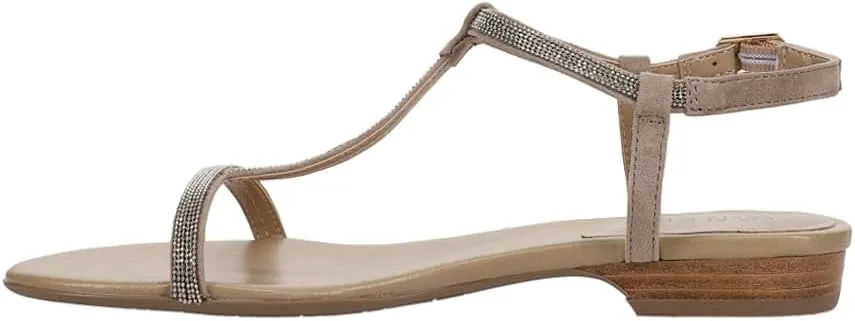VANELi Womens Brea Chain Rhinestone T-Strap Casual Sandals Casual - Grey