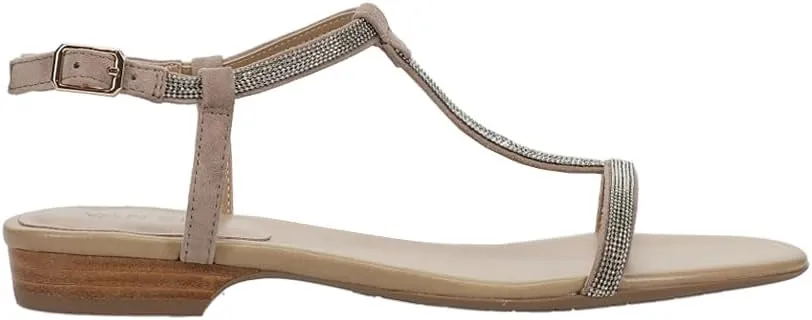 VANELi Womens Brea Chain Rhinestone T-Strap Casual Sandals Casual - Grey