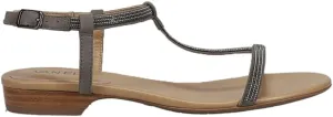 VANELi Womens Brea Chain Rhinestone T-Strap Casual Sandals Casual - Grey