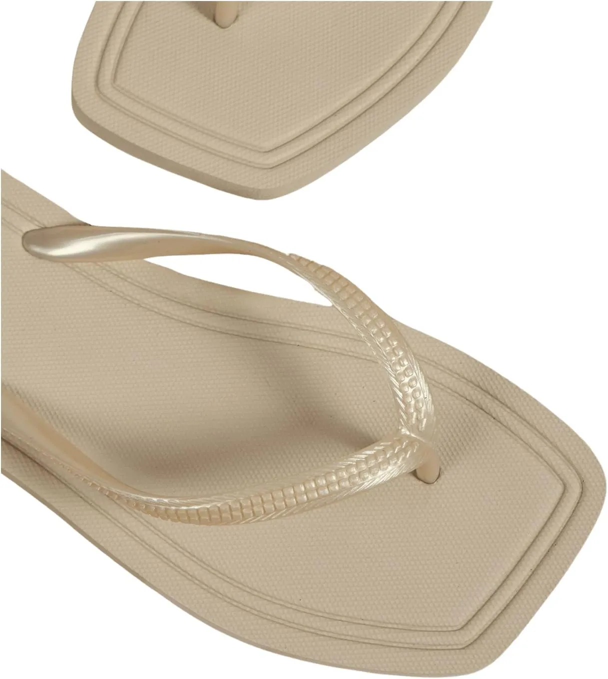 Verdusa Women's T-Strap Thong Flat Sandals Square Toe Slip On Flip Flops