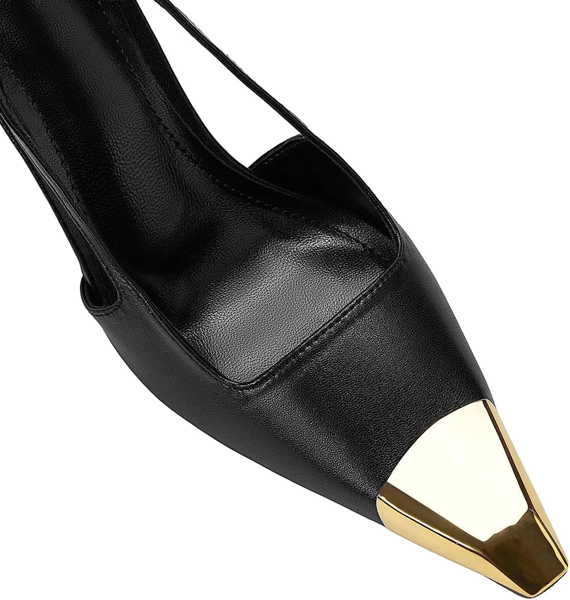 Vertundy Slingback Heels for Women Metal Pointed Toe Stiletto High Heel Pumps Slip On Shoes Geometric Heel