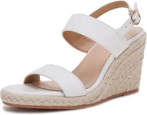 VETASTE Womens Espadrille Wedge Sandals Heels Open Toe Platform High Heeled Ankle Strap Buckle Dress Wedges Shoes