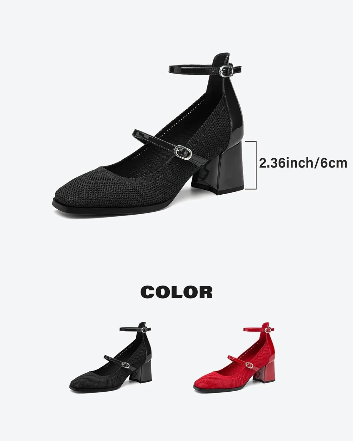 Vintage Patent Mary Jane Pumps, Women's Chunky Heel
