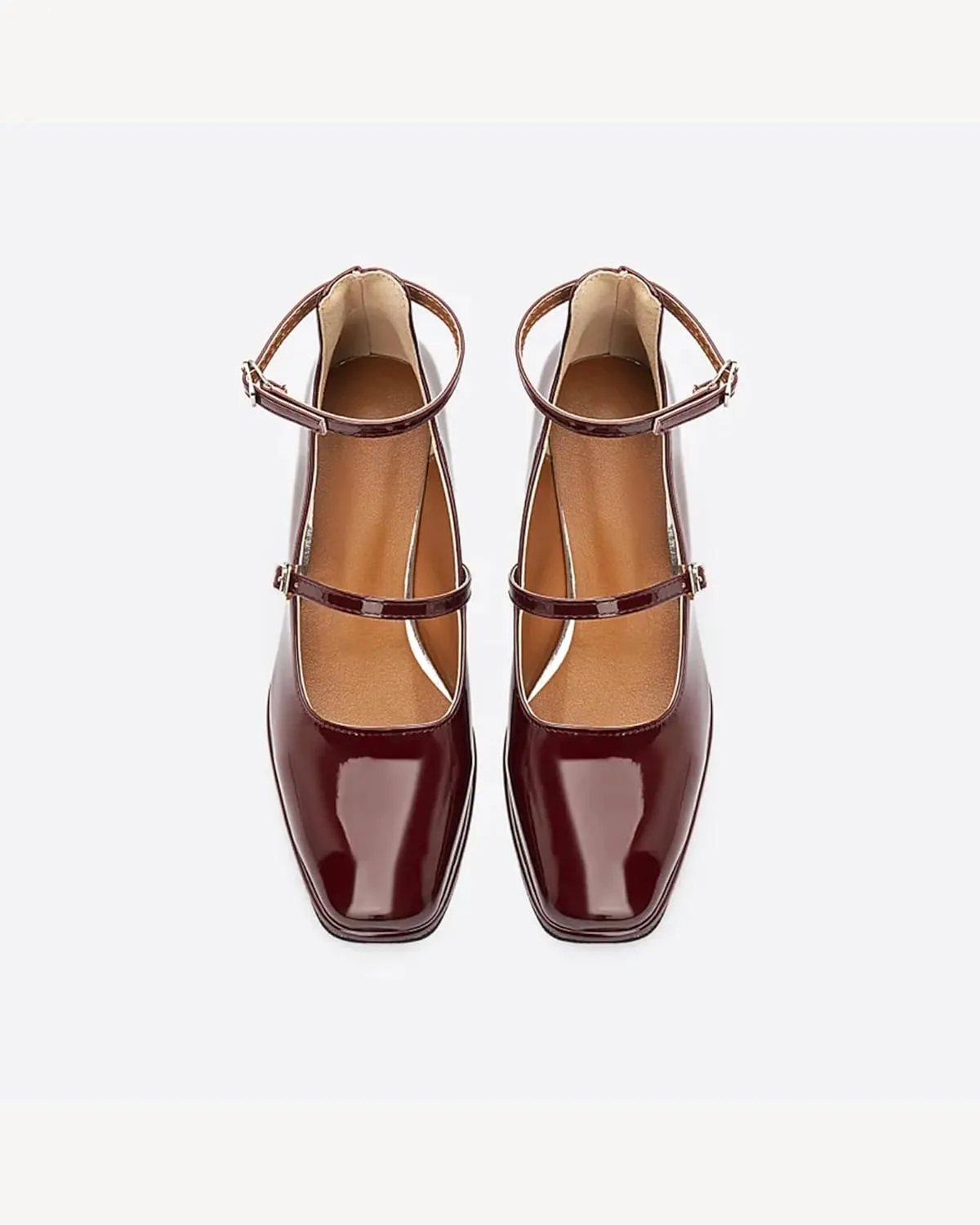 Vintage Patent Mary Jane Pumps, Women's Chunky Heel