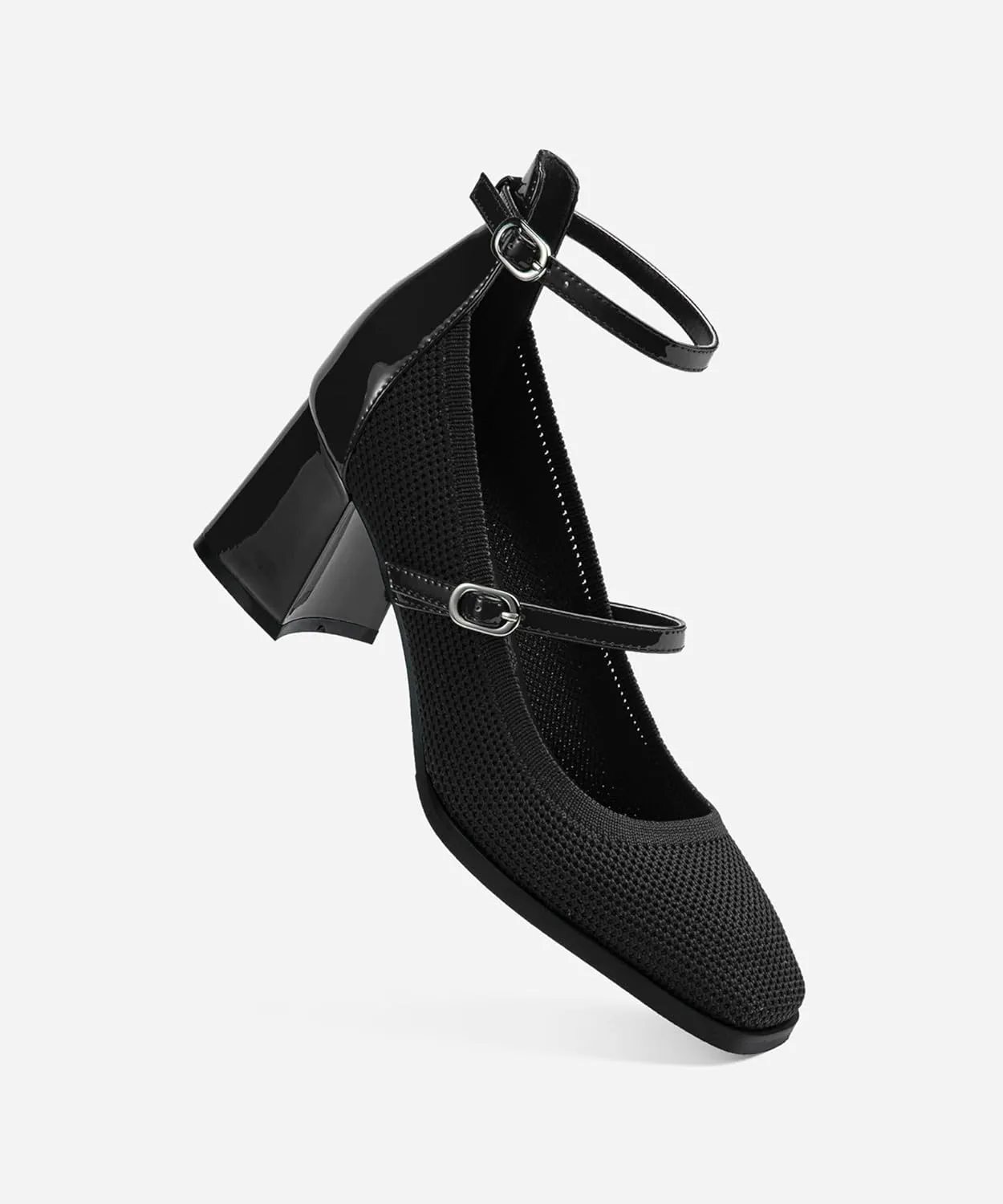 Vintage Patent Mary Jane Pumps, Women's Chunky Heel