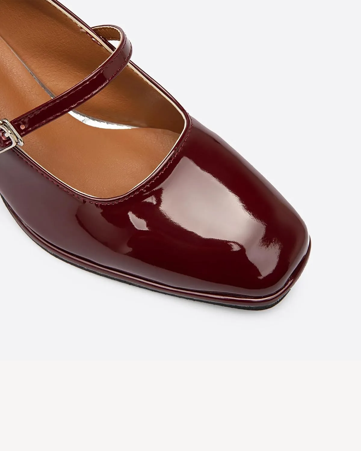Vintage Patent Mary Jane Pumps, Women's Chunky Heel