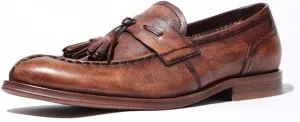Vintage Tassel Loafers， Mens Manual Slip-On Urban Walking Moccasin Comfortable Leather Shoes,Brown- 41/UK 7.5/US 8
