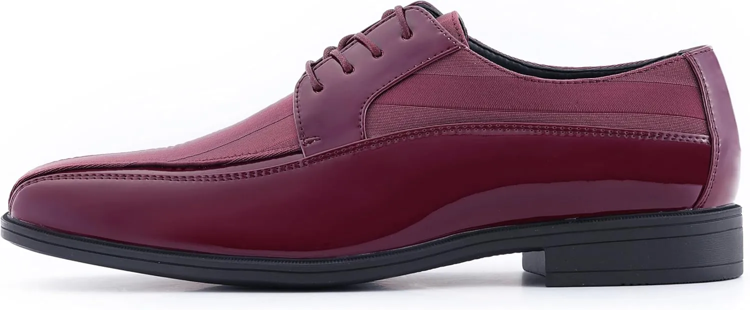 Viotti 179, Casual Dress Oxford Shoes for Men, Satin Striped Lace-Ups, Men's Business Casual Leather & Satin Shoe, for All Formal Occasions