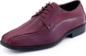 Viotti 179, Casual Dress Oxford Shoes for Men, Satin Striped Lace-Ups, Men's Business Casual Leather & Satin Shoe, for All Formal Occasions