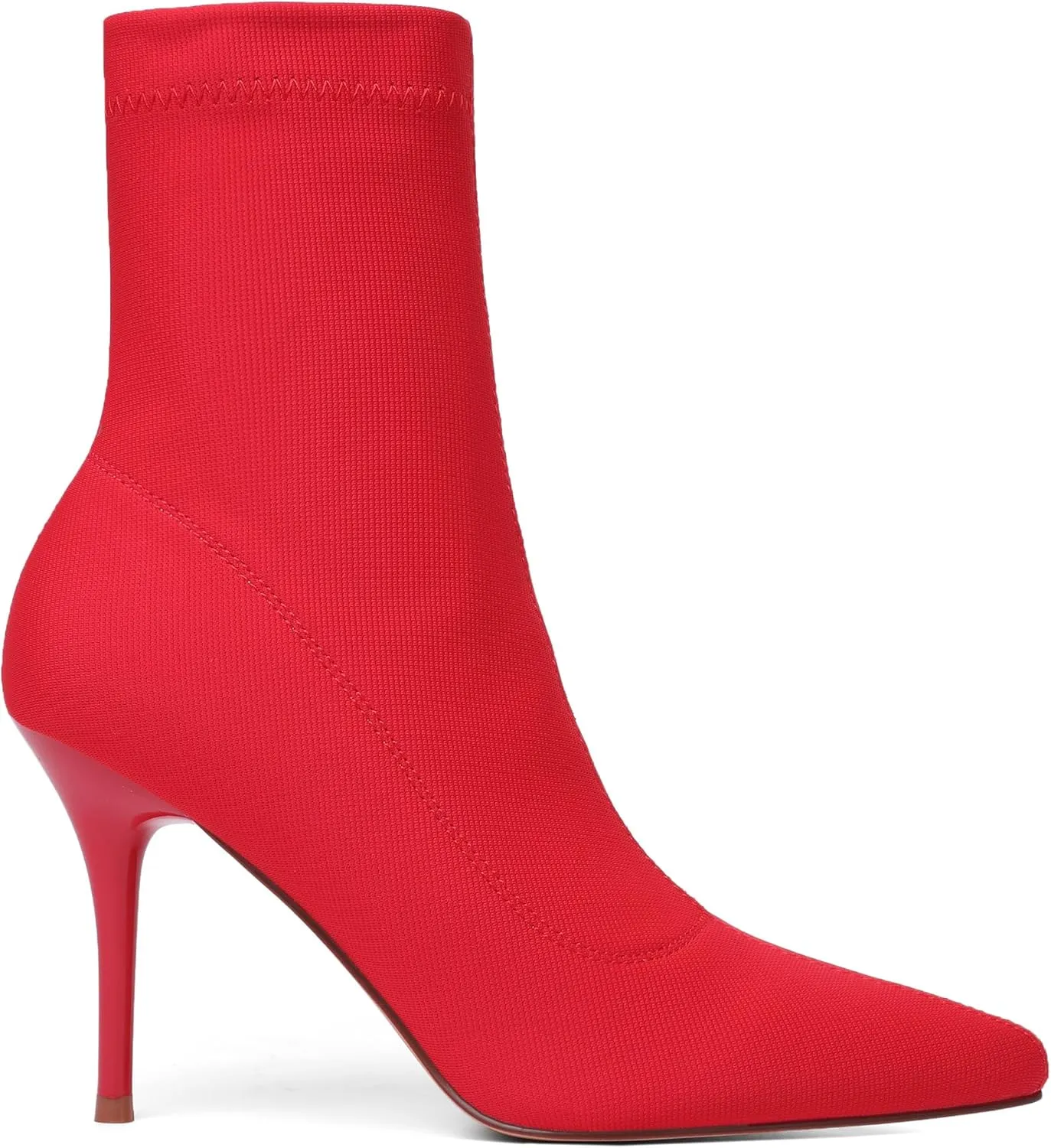 vivianly Stretch Pointed Toe Sock Booties Mid-Calf Ankle Boot Stiletto Heel Boots for Women