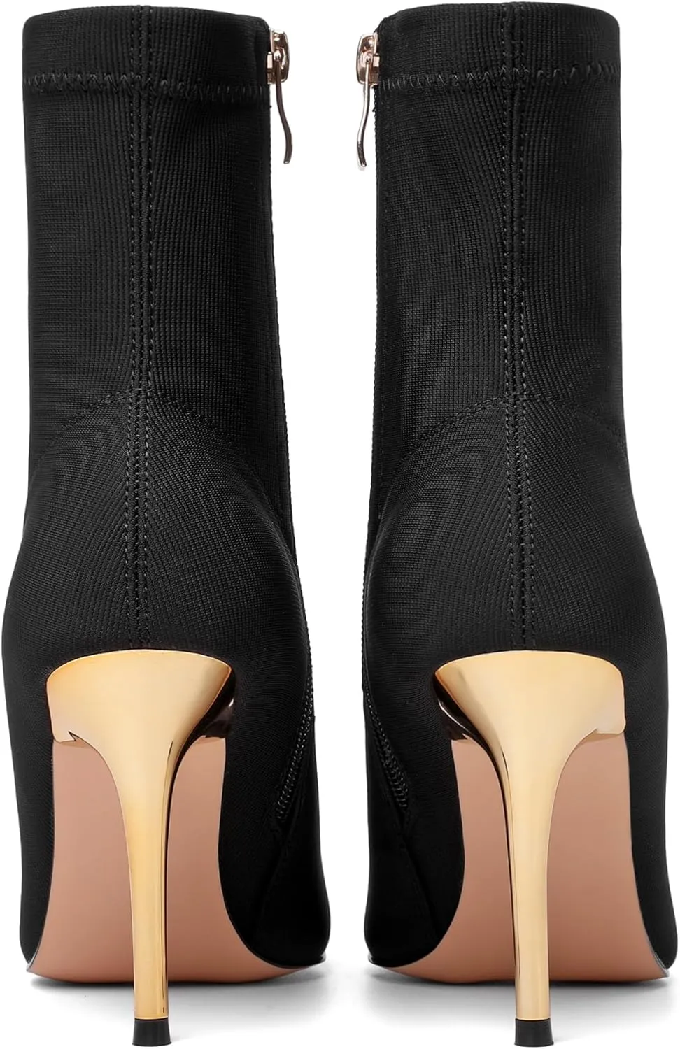 vivianly Stretch Pointed Toe Sock Booties Mid-Calf Ankle Boot Stiletto Heel Boots for Women